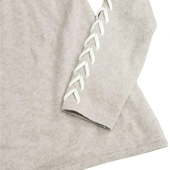 Nanette Lepore Beige Braid Detail 100% 2-ply Cashmere Sweater S - Picture 2 of 3